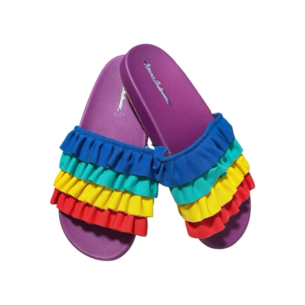 HANNA ANDERSSON Sandals Purple Rainbow Slides Shoes Youth Size 5